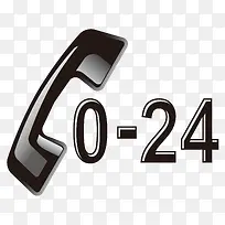 卡通矢量手绘黑色24小时电话-空若网 卡通矢量手绘黑色24小时电话-空若网