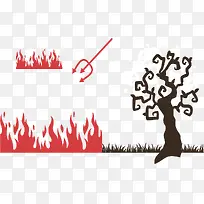 红色火焰黑色枯树-空若网 红色火焰黑色枯树-空若网