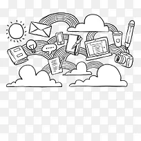 手绘黑白博客元素背景-空若网 手绘黑白博客元素背景-空若网