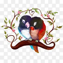 水彩爱情鸟-空若网 水彩爱情鸟-空若网