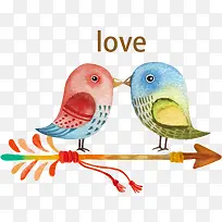 水彩情侣鸟-空若网 水彩情侣鸟-空若网