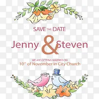 水彩爱情鸟婚礼请帖-空若网 水彩爱情鸟婚礼请帖-空若网