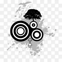 水彩创意树和大雁-空若网 水彩创意树和大雁-空若网