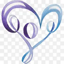 水彩蓝色丝带心-空若网 水彩蓝色丝带心-空若网