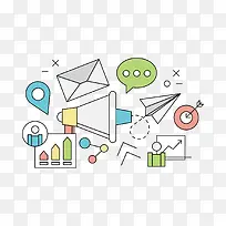 矢量扁平化喇叭纸飞机-空若网 矢量扁平化喇叭纸飞机-空若网