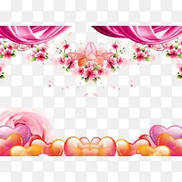 爱心绸带蝴蝶装饰背景-空若网 爱心绸带蝴蝶装饰背景-空若网