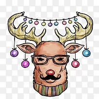 水彩画麋鹿头-空若网 水彩画麋鹿头-空若网