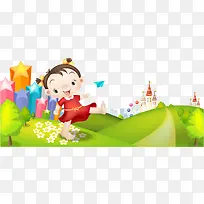 手绘儿童插画矢量图-空若网 手绘儿童插画矢量图-空若网