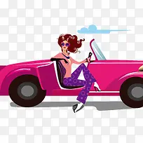 开跑车的美女插画-空若网 开跑车的美女插画-空若网