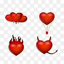 4个红色爱心气球图标-空若网 4个红色爱心气球图标-空若网