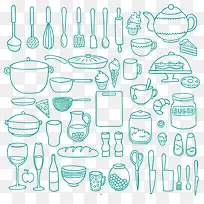 简笔线描厨房用品-空若网 简笔线描厨房用品-空若网