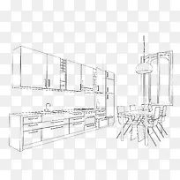 厨房餐桌家具线稿矢量-空若网 厨房餐桌家具线稿矢量-空若网