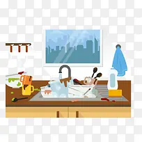 矢量图杂乱的厨房-空若网 矢量图杂乱的厨房-空若网