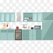 浅蓝色中央厨房-空若网 浅蓝色中央厨房-空若网