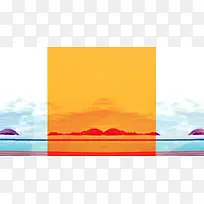 海景橙色色块矢量背景素材-空若网 海景橙色色块矢量背景素材-空若网