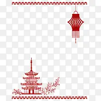 红色建筑灯笼剪纸下载-空若网 红色建筑灯笼剪纸下载-空若网