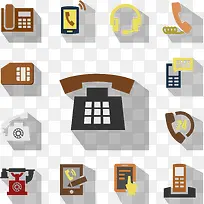 矢量彩色电话相关图标-空若网 矢量彩色电话相关图标-空若网