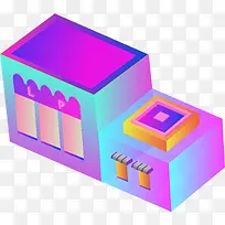渐变商店2.5D矢量插画-空若网 渐变商店2.5D矢量插画-空若网