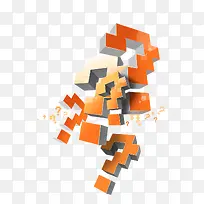 橙色立体抽象问号-空若网 橙色立体抽象问号-空若网