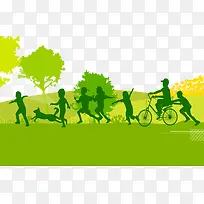 卡通手绘环保出行运动-空若网 卡通手绘环保出行运动-空若网