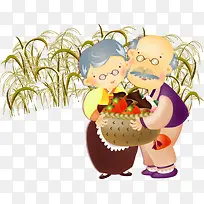 丰收的矢量爷爷奶奶-空若网 丰收的矢量爷爷奶奶-空若网
