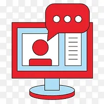 矢量卡通红色显示器工作研讨-空若网 矢量卡通红色显示器工作研讨-空若网