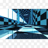 黑白格地板墙面宽屏-空若网 黑白格地板墙面宽屏-空若网