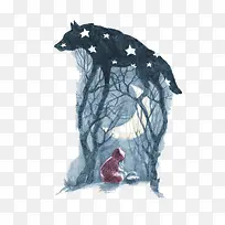 创意狼插画-空若网 创意狼插画-空若网