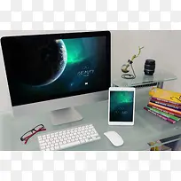 放在桌子上的电脑样机-空若网 放在桌子上的电脑样机-空若网