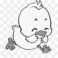 偷笑的卡通手绘黑白小鸡-空若网 偷笑的卡通手绘黑白小鸡-空若网