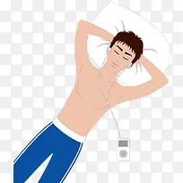 听音乐的少年矢量图-空若网 听音乐的少年矢量图-空若网