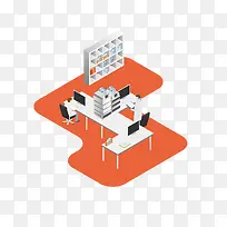 橙色卡通办公室模型-空若网 橙色卡通办公室模型-空若网