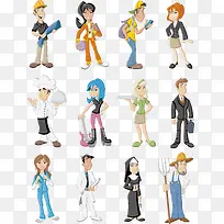 卡通职业人物矢量素材-空若网 卡通职业人物矢量素材-空若网