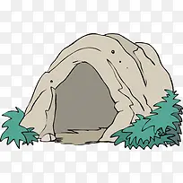 灰色山洞风景插画矢量-空若网 灰色山洞风景插画矢量-空若网