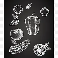 黑白水果铅笔描矢量素材-空若网 黑白水果铅笔描矢量素材-空若网