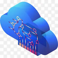 渐变2.5D网络云矢量插画-空若网 渐变2.5D网络云矢量插画-空若网