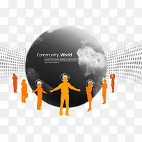 地球英文橙色小人商务会计-空若网 地球英文橙色小人商务会计-空若网