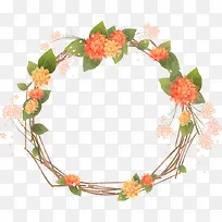 橙色花装饰圆形边框-空若网 橙色花装饰圆形边框-空若网