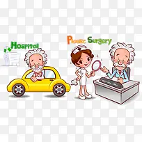 医院卡通老人护士PNG矢量素材-空若网 医院卡通老人护士PNG矢量素材-空若网