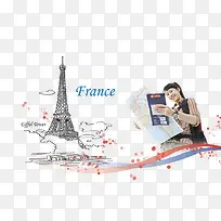 手绘线条建筑风景旅游插画-空若网 手绘线条建筑风景旅游插画-空若网