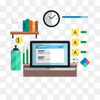 扁平化办公桌面矢量图-空若网 扁平化办公桌面矢量图-空若网