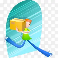 卡通带帽子的快递员矢量图-空若网 卡通带帽子的快递员矢量图-空若网