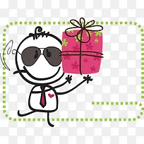 卡通人物 礼物 卡通手绘 线条-空若网 卡通人物 礼物 卡通手绘 线条-空若网