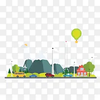 矢量扁平化公路景观素材-空若网 矢量扁平化公路景观素材-空若网