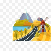 矢量扁平化秋景-空若网 矢量扁平化秋景-空若网