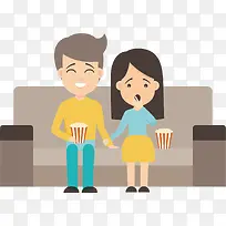 矢量图正在看电视的夫妻-空若网 矢量图正在看电视的夫妻-空若网