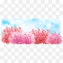 卡通手绘樱花背景banner-空若网 卡通手绘樱花背景banner-空若网