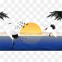 矢量黄昏美景-空若网 矢量黄昏美景-空若网