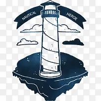 水彩灯塔标志-空若网 水彩灯塔标志-空若网