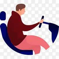 开车男子夸张人物插画-空若网 开车男子夸张人物插画-空若网